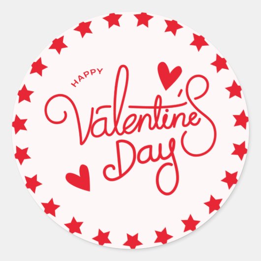 Rood- en Star-Valentijn Klassieke en glanzende sti Ronde Sticker (Voorkant)