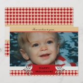 Rood- en Tan Argyle Holiday-fotokaart Feestdagenkaart (Voorkant / Achterkant)