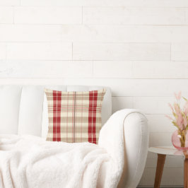 Rood en Tan Beige Plaid Patroon Tartan Kussen