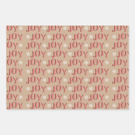 Rood en Tan Kerstmis set van 3 Inpakpapier Vel (Voorkant)