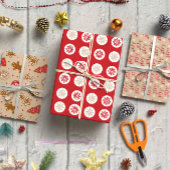 Rood en Tan Kerstmis set van 3 Inpakpapier Vel