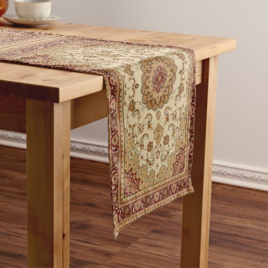 Rood en Tan Persian tapijt Korte Tafelloper (Voorbeeld)