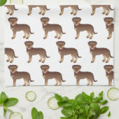 Rood en Tan Rottweiler Cute Cartoon Dog Patroon Theedoek (Gevouwen)