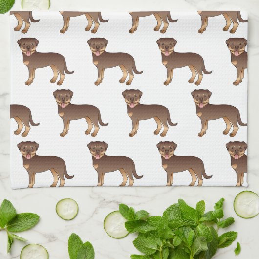 Rood en Tan Rottweiler Cute Cartoon Dog Patroon Theedoek (Gevouwen)