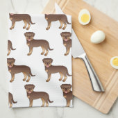 Rood en Tan Rottweiler Cute Cartoon Dog Patroon Theedoek (Quarter Fold)