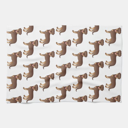 Rood en Tan Rottweiler Cute Cartoon Dog Patroon Theedoek (Horizontaal)