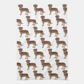 Rood en Tan Rottweiler Cute Cartoon Dog Patroon Theedoek (Verticaal)