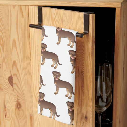 Rood en Tan Rottweiler Cute Cartoon Dog Patroon Theedoek (Derde Gevouwen)