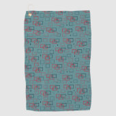 Rood en Teal Vierkant Plezier Golfhanddoek (Voorkant)