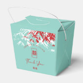Rood en Turquoise Bamboo trekt Chinees huwelijk ui Bedankdoosjes (Achterkant)