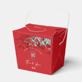 Rood en Turquoise Bamboo trekt Chinees huwelijk ui Bedankdoosjes (Voorkant Zijde)