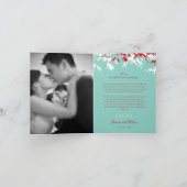 Rood en Turquoise Bamboo trekt Chinees huwelijk ui Bedankkaart (Binnen)