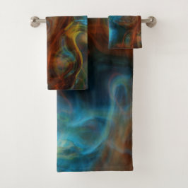 rood en turquoise blauw rokerig marmer abstract bad handdoek