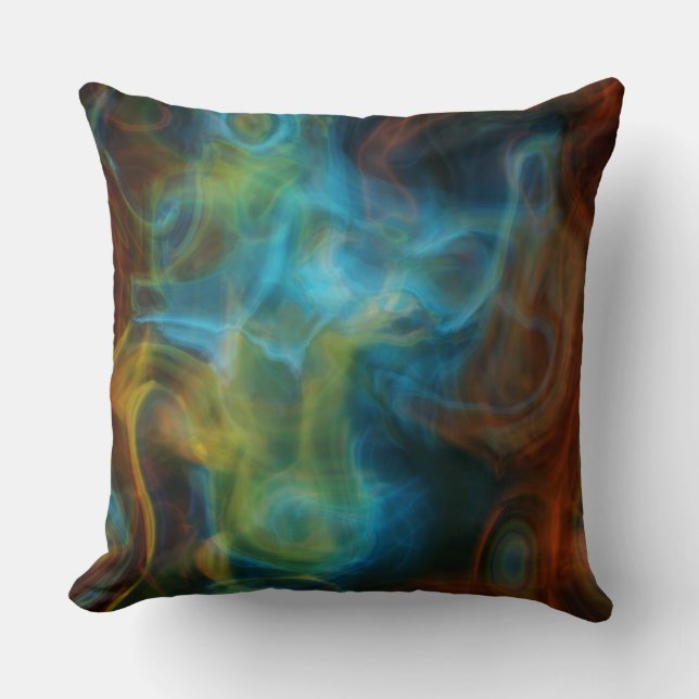 rood en turquoise blauw rokerig marmer abstract kussen (Voorkant)