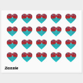 Rood en Turquoise Bloemen Bruiloft Favor Sticker (Vel)
