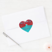 Rood en Turquoise Bloemen Bruiloft Favor Sticker (Envelop)