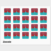 Rood en Turquoise Bloemen Bruiloft Favor Sticker (Vel)