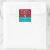 Rood en Turquoise Bloemen Bruiloft Favor Sticker (Tas)