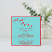 Rood en Turquoise Floral Lesbian Wedding Kaart (Staand voorkant)