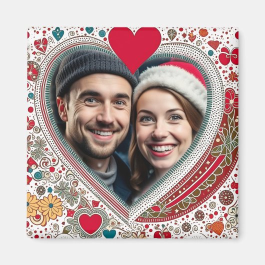  rood en turquoise harten Lijst Magneet (Voorkant)