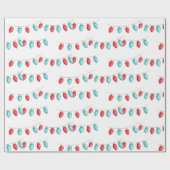 Rood- en Turquoise-kerstlampjes gevild Cadeaupapier (Vlak)