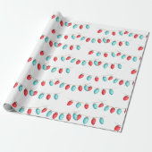 Rood- en Turquoise-kerstlampjes gevild Cadeaupapier (Uitgerold)
