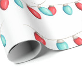 Rood- en Turquoise-kerstlampjes gevild Cadeaupapier (Rol Hoek)