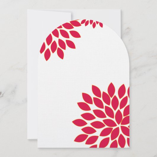 Rood en Turquoise Modern Floral Chrysanthemum Kaart (Achterkant)