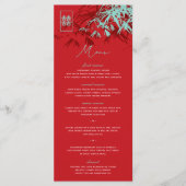 Rood en Turquoise Zen Bamboo trekt Chinees huwelij Menu (Voorkant)