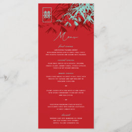 Rood en Turquoise Zen Bamboo trekt Chinees huwelij Menu