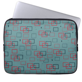 Rood en Tweekleurig Vierkant Plezier Laptop Sleeve