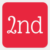 Rood- en White 2e-Place Winner Award Vierkante Sticker (Voorkant)