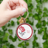 Rood- en White Floral Premium Wedding Sleutelhange Sleutelhanger (Hand)