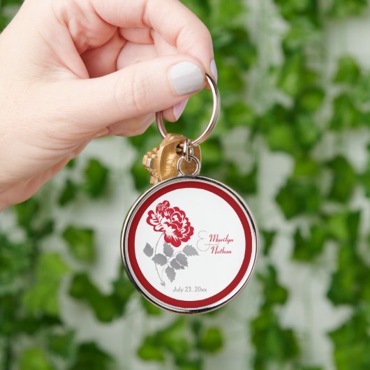 Rood- en White Floral Premium Wedding Sleutelhange Sleutelhanger (Hand)
