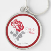 Rood- en White Floral Premium Wedding Sleutelhange Sleutelhanger (Voorkant)