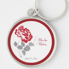 Rood- en White Floral Premium Wedding Sleutelhange Sleutelhanger