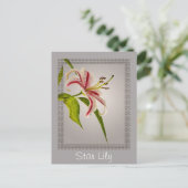 Rood- en White Star Lily op grijze schelpen Briefkaart (Staand voorkant)