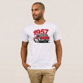 Rood en wit 1957 Strijdwagen T-shirt voor het stat (Voorkant volledig)