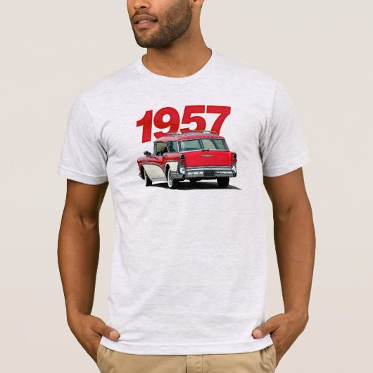 Rood en wit 1957 Strijdwagen T-shirt voor het stat (Voorkant)