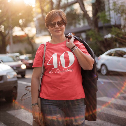 Rood en Wit 40 & Fabulous Typografie T-shirt