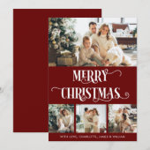 Rood en wit 4 Foto collage kerst Feestdagenkaart (Voorkant / Achterkant)