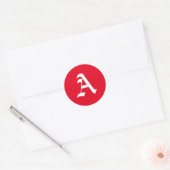 Rood en wit "A" Ronde Sticker (Envelop)
