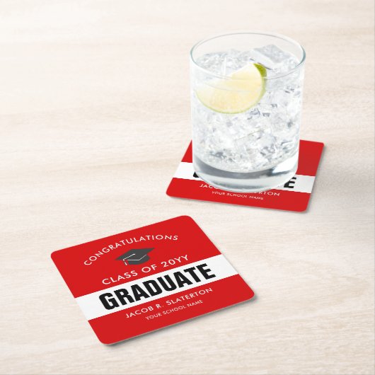 Rood en wit aangepast Afstuderen Kartonnen Onderzetters (Insitu)