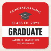 Rood en wit aangepast Afstuderen Kartonnen Onderzetters (Voorkant)