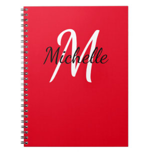 Rood en wit aangepast monogram Cute Notitieboek