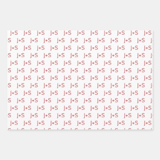 Rood en wit Aangepaste naam en Initialen Inpakpapier Vel (Voorkant 3)