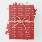 Rood en wit Aangepaste naam en Initialen Inpakpapier Vel (In situ)