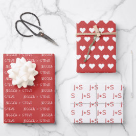 Rood en wit Aangepaste naam en Initialen Inpakpapier Vel