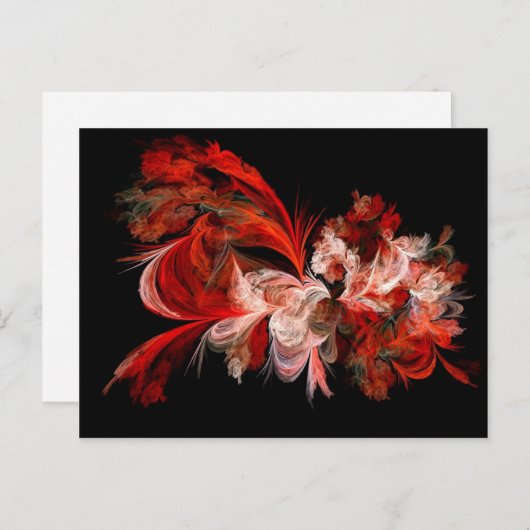 Rood en wit abstract design op zwart briefkaart (Voorkant / Achterkant)