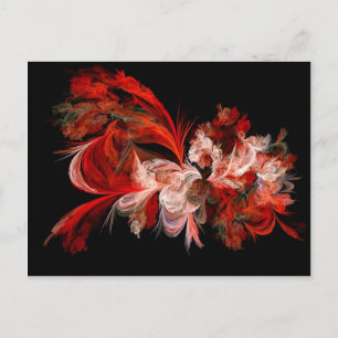 Rood en wit abstract design op zwart briefkaart
